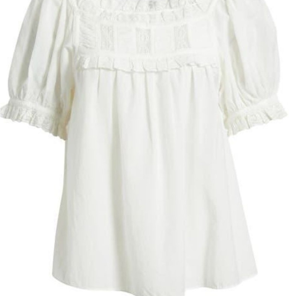 Doen White Puff Sleeve Peasant Blouse